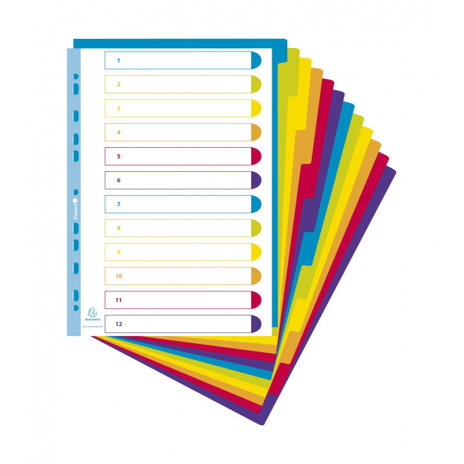 Intercalaires à onglets neutres Exacompta CAMPUS plastique de couleur