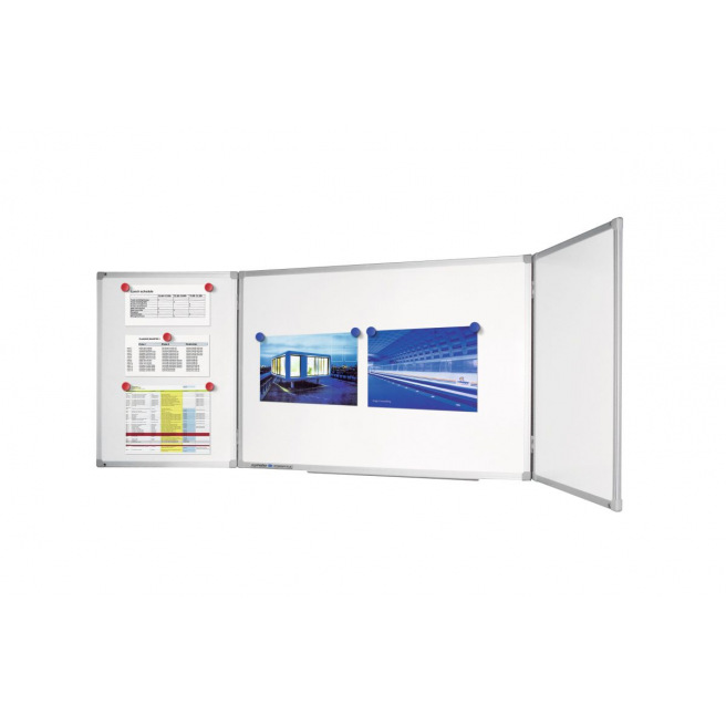 Tableau blanc magnétique en tryptique Legamaster - 240/120 x 90 cm