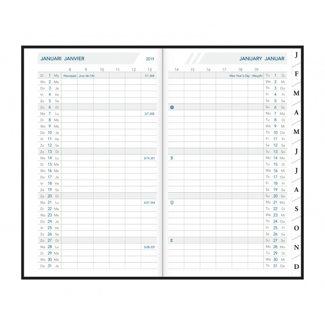 Agenda Aurora ORAPLAN - 10,5 x 16,5 cm - 1 mois sur 2 pages