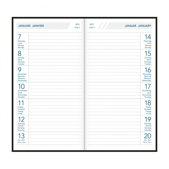 Agenda Aurora TIMEPLAN - 9 x 16,5 cm - 1 semaine par page