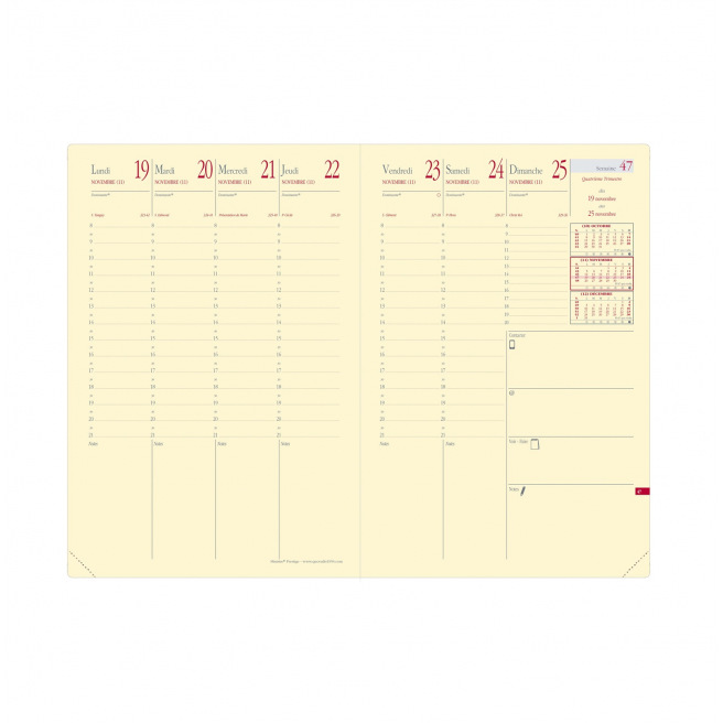 Agenda Quo Vadis MINISTRE PRESTIGE - 16 x 24 cm - 1 semaine sur 2 pages - recharge seule