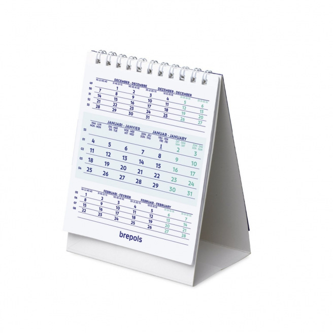 Calendrier Brepols chevalet de bureau - 3 mois - 10,5 x 13 cm