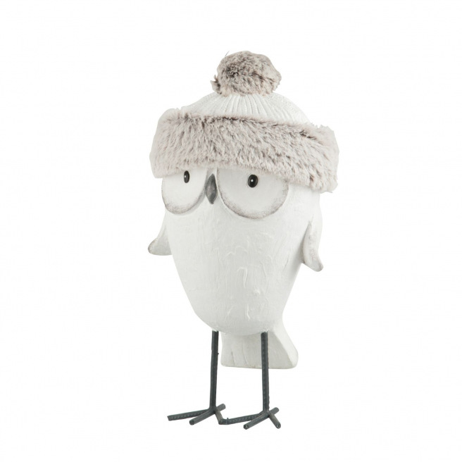 Hibou avec bonnet blanc & gris J-LINE