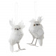 Hibou blanc & argent debout à suspendre peluche et plumes J-LINE