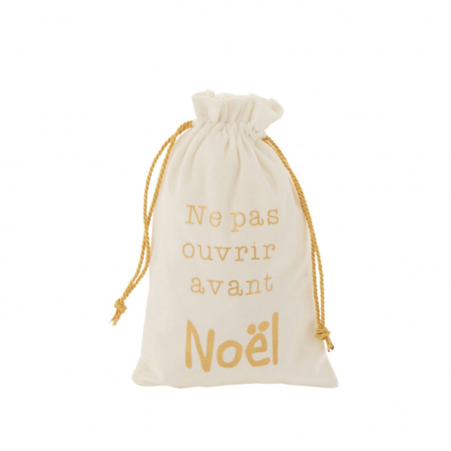 Sac en velours pour cadeaux de Noël blanc & or J-LINE