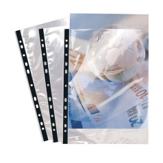 Pochettes perf. A4 pour carte de visite - PVC - 20 cases/Poch (Par10)