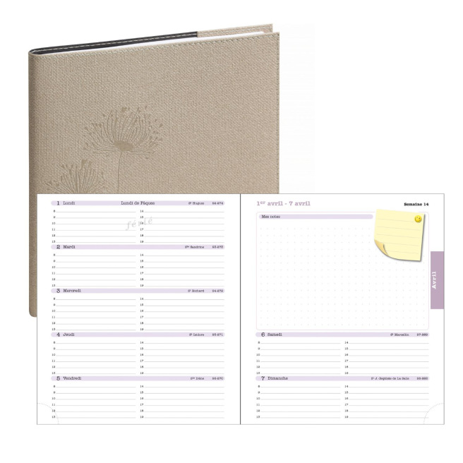 Agenda Exacompta LADY 16S - 9 x 16 cm - 1 semaine sur 2 pages avec notes