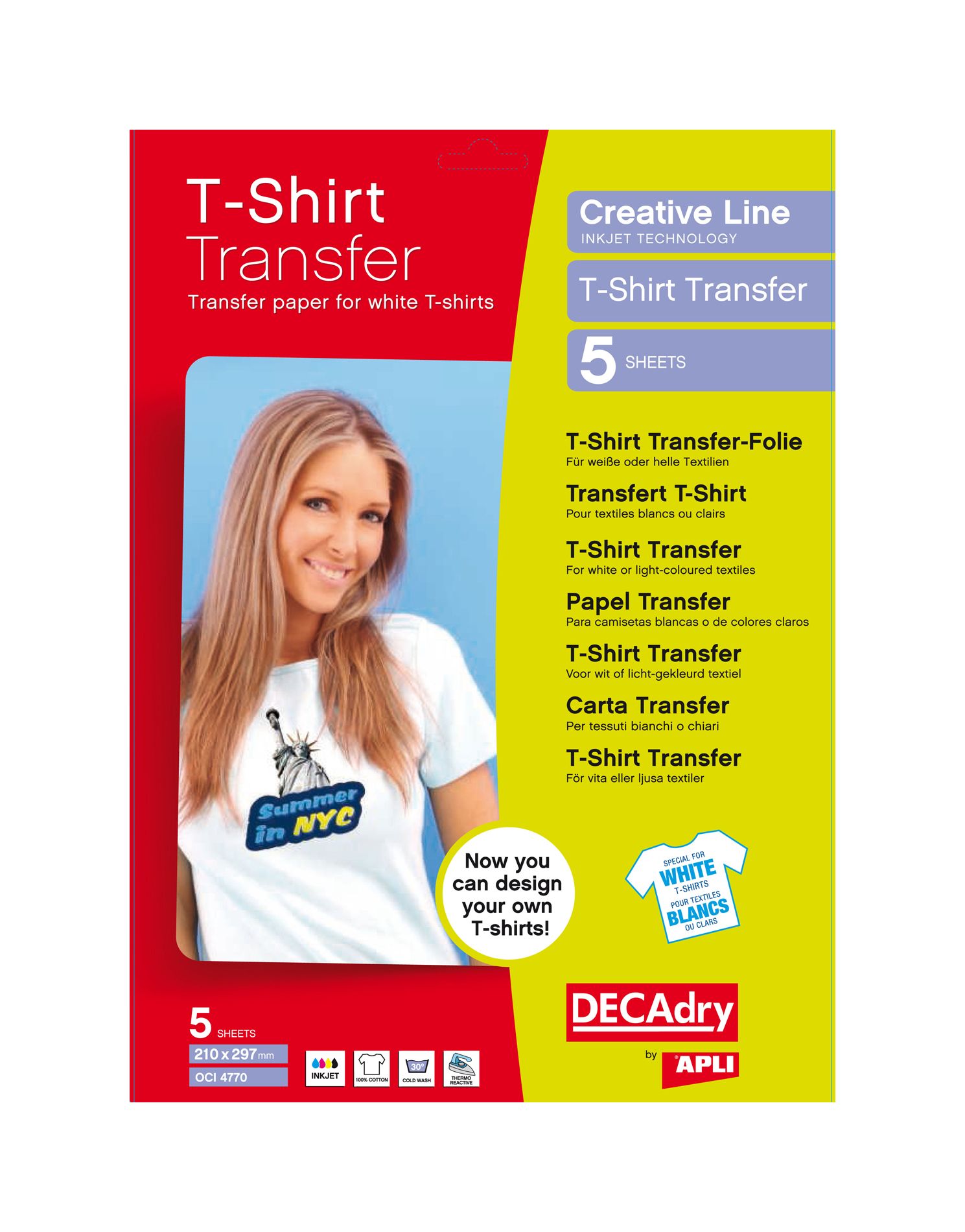 Papier transfert pour textiles clair A4 - 10 feuilles